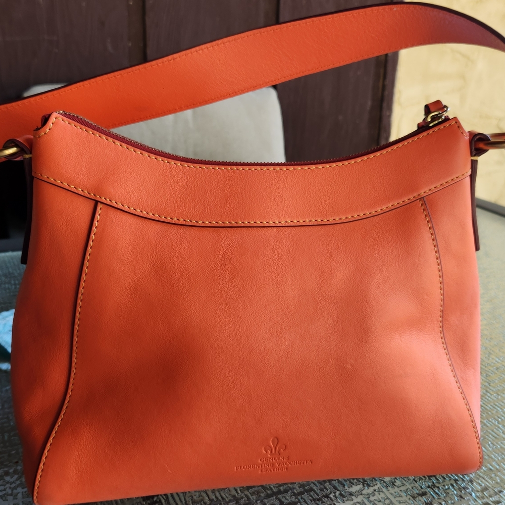 Dooney & Bourke Orange Leather Shoulder Bag - Picture 3 of 10